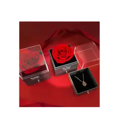 GENERICO - CAJA DE ROSA ETERNA CON JOYERIA