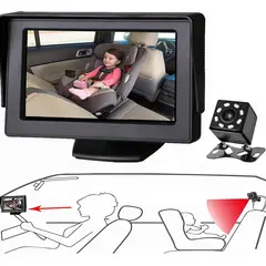 PUREPOWER - Monitor de Bebé con Pantalla 4.3'' y Visión Nocturna y Ángulo Amplio para Asiento Trasero de Coche