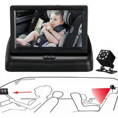 PUREPOWER - Monitor de Bebé con Pantalla 4.3'' y Visión Nocturna y Ángulo Amplio para Asiento Trasero de Coche