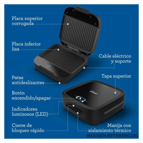 Sandwichera Compacta con Platos Hondos CKSTSM400-053 Negra