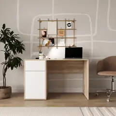 MASIVA HOME - Escritorio Moderno Arden Blanco y Marron-