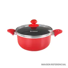 FINEZZA - Olla antiadherente FZ-X324AH Rojo 24cm 3L con tapa