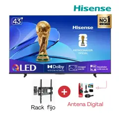 HISENSE - TELEVISOR SMART TV 4K ULTRA HD 43 43Q6QV + Antena Digital+ Rack
