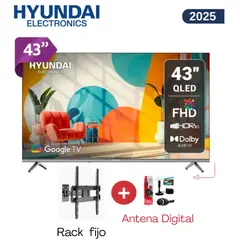 HYUNDAI - TELEVISOR SMART TV QLED 43 HYLED4326QG + Antena Digital + RACK