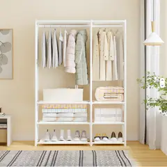 SM - ROPERO ARMARIO 2 CUERPOS METALICO ORGANIZADOR BLANCO