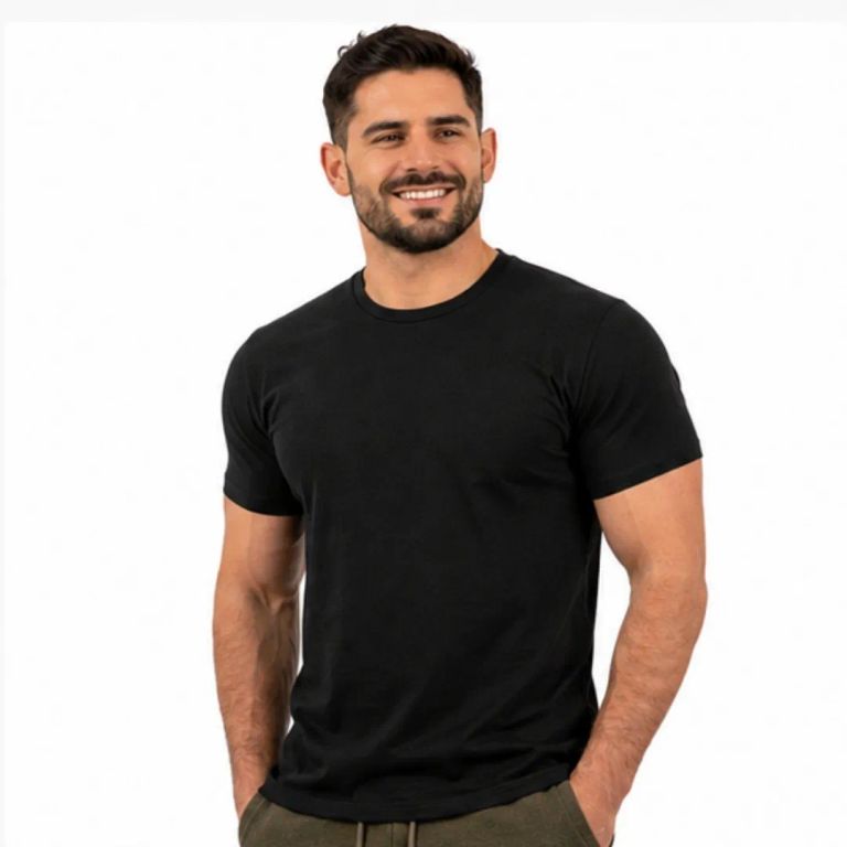 Polo hombre manga corta100% algodón peruano negro