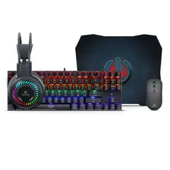 ENKORE - Kit Gamer Falcon 4 en 1: Teclado + Auricular + Mouse + Pad Mouse