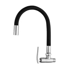 C&A - Caño Flexible para Lavadero Pared Negro y Gris Acero Inoxidable