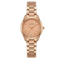 BULOVA - Reloj para mujer, oro rosa, diamantes