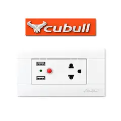 CUBULL - TOMACORRIENTE UNIVERSAL BLANCO 15A-250V + 2 USB DC5V - 2100mA
