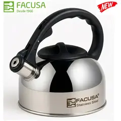 FACUSA - Tetera Acero Inoxidable de 2.50 litros con Silbador 100% GARANTIA