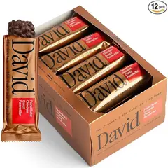 GENERICO - Barras Proteicas David Premium de Bronce Maní y Chocolate Crujiente, Sin Azúcar, Low Carb, Pack x12