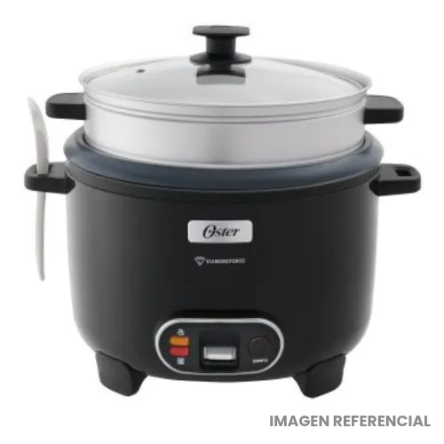 Olla Arrocera DiamondForce 3 en 1, 15 tazas (2.8L), Negro, con Función Sofrito y Vaporera