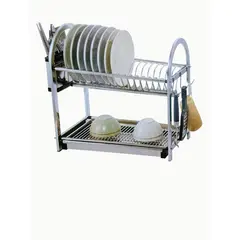 GENERICO - Escurridor de Platos Compacto en Acero Inoxidable con Organizador de Cubiertos