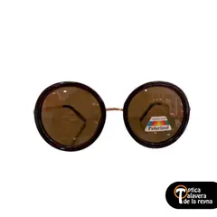 GENERICO - Lentes de Sol Polarizados Mujer Diseño Redondo Vintage Marrón