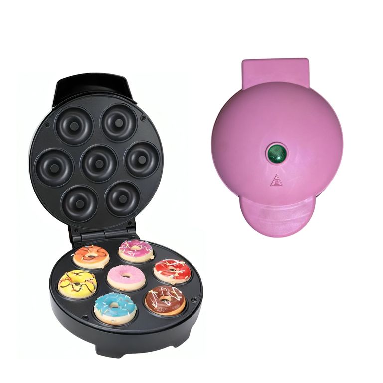 Mini máquina para hacer donuts 7 ranuras Con detalle mancha - Rosado