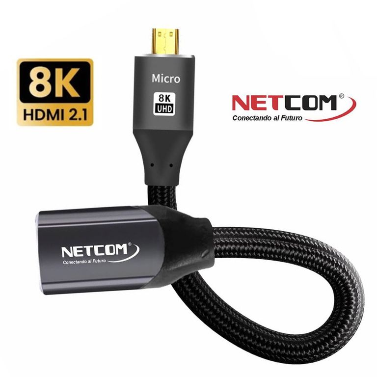 Cable adaptador convertidor Micro HDMI a HDMI Hembra 8K 60Hz 4K 120Hz Alta Velocidad 48Gbps