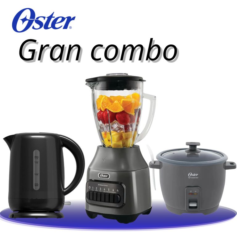 Olla Arrocera de 1.8 Lts + Hervidor Eléctrico 1.7L Negro + Licuadora Oster® 6 velocidades