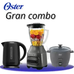 OSTER - Olla Arrocera de 1.8 Lts + Hervidor Eléctrico 1.7L Negro + Licuadora Oster® 6 velocidades