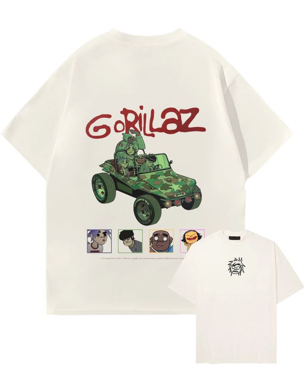 Polo Gorillaz Oversize Algodón Crema Oversized