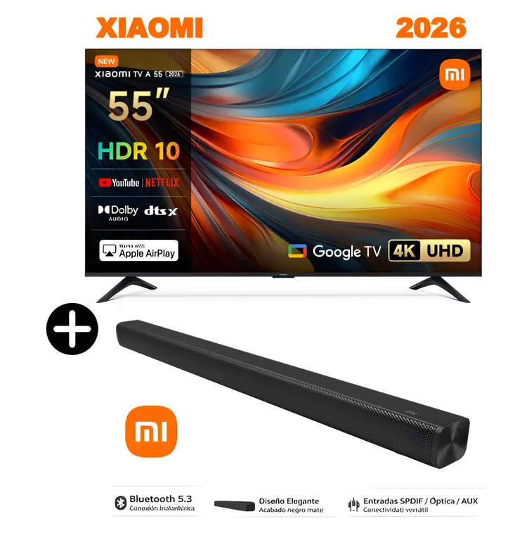 Televisor 55 LED Smart UHD 4K TV A Google TV 2026 + soundbar