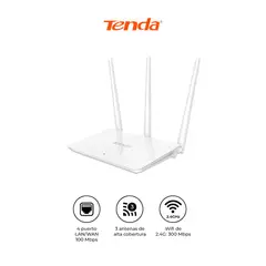 TENDA - Router WiFi F3 N300 300Mbps 3 Antenas Blanco