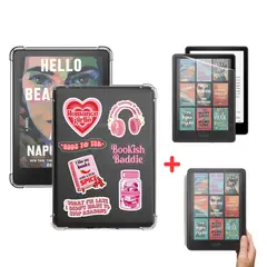 GENERICO - Funda Transparente + Mica para Kindle Paperwhite 7 pulgadas 2024 Rosa Booklover
