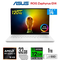 ASUS - Laptop Gamer ROG Zephyrus G14 Ryzen AI 9-HX370 12gb RTX5070Ti 32gb Ram 1tb ssd 14″ OLED 120Hz
