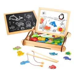 GENERICO - Juego Didáctico Pizarra y Pesca del Mundo Marino 2 en 1