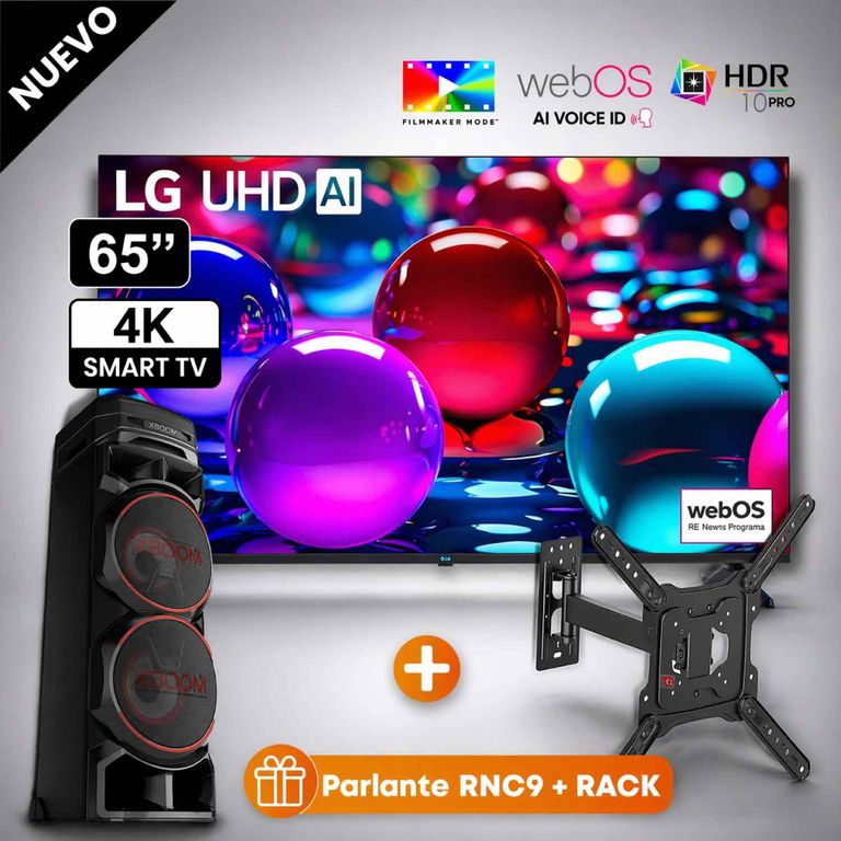Televisor 65" Pulg Ultra HD 4K AI ThinQ 65UA7300PSB + Parlante RNC9 + Rack