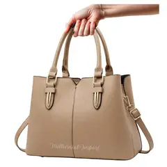 GENERICO - Bolso de Hombro o Mano Elegante con 3 Divisiones Color Beige