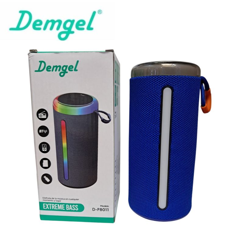 Parlante Demgel Extreme Bass 18 cm 10 Watts 2h. al 50% Bluettooth/Micro SD/USB D-P8011 (Color Azul)