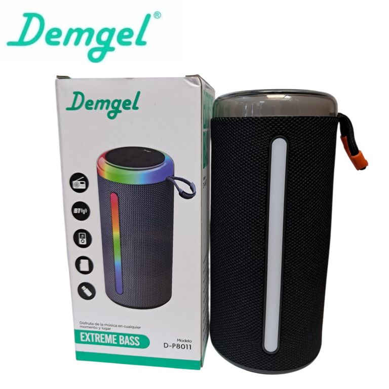 Parlante Demgel Extreme Bass 18 cm 10 Watts 2h. al 50% Bluettooth/Micro SD/USB D-P8011 (Color Negro)