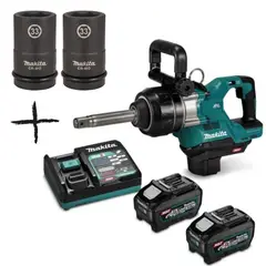 MAKITA - Llave de Impacto 1"pulgada 40Voltios XGT BL Incluye 2 Bat y Carg TW010GT201 + JUEGO DE DADOS