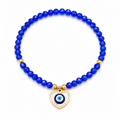 GENERICO - Pulsera Ojo Turco Mujer Cristales Azules Acero Inoxidable Ajustable Protección