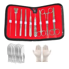 GENERICO - Set De Disección 9 Piezas -10 Hojas Bisturí - Guante