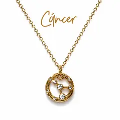 Cyzone - Collar Signo Zodiacal - Cáncer - Dorado con brillantes -