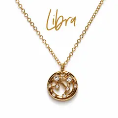 Cyzone - Collar Signo Zodiacal - Libra - Dorado con brillantes -