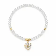 GENERICO - Pulsera Murano Cristal Corazón Brillante Dorado Mujer Ajustable