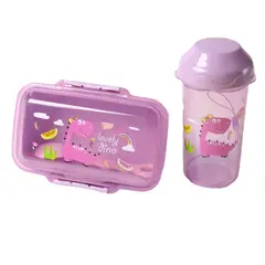 GENERICO - Set de Almuerzo Infantil Lovely Dino Lonchera y Botella Ergonómica lila