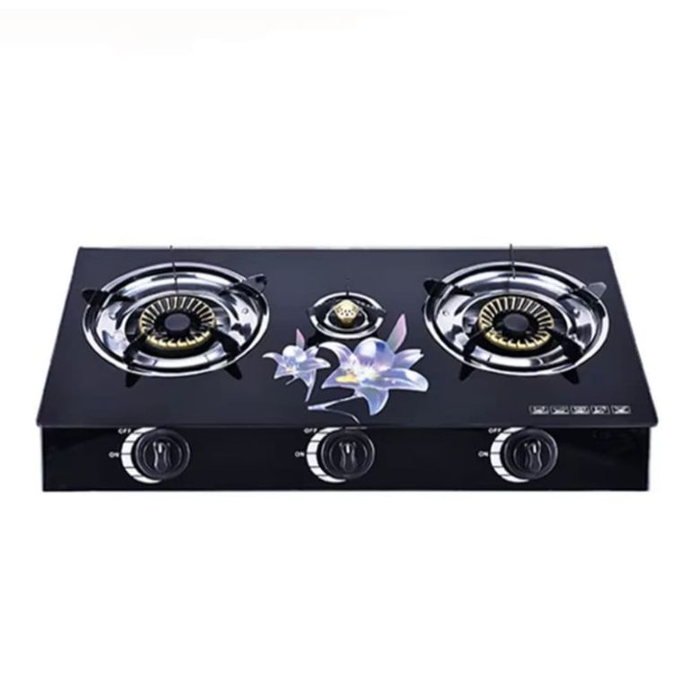 Cocina Gas 3 Hornillas Vidrio Templado Alta Potencia Diseño Moderno Elegante Compacta