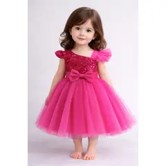 ARELYS - Vestido Princesa Niña Talla 6 Fucsia