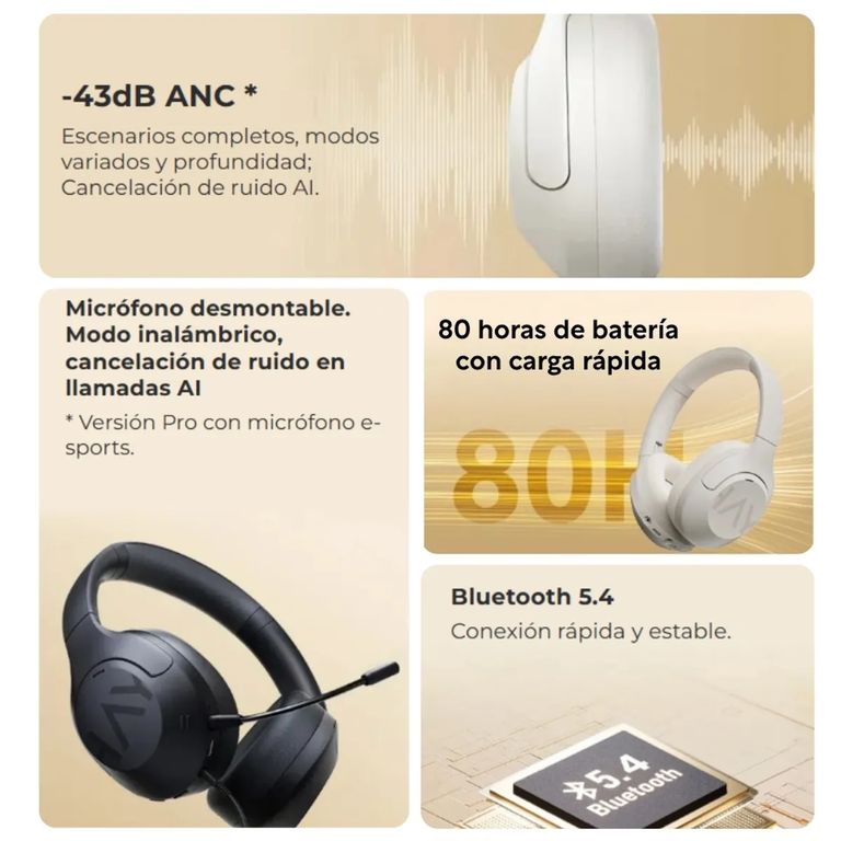 Audifono Inalambricos S30 Pro Gamer con Micrófono cancelación de ruido - BEIGE
