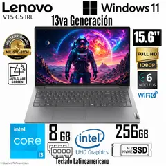 LENOVO - Laptop V15 G5 IRL Intel Core i3-1315U 8Gb Ram 256Gb SSD 156 FHD - 83GW005NLD