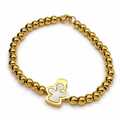 GENERAL - Pulsera Ángel Nácar Dorado Esferas Elegantes