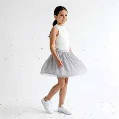 GENERICO - Falda Tul Tutú Gris Niña Algodón Angela Kids
