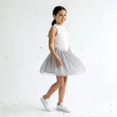 GENERICO - Falda Tul Tutú Gris Niña Algodón Angela Kids
