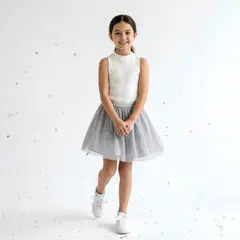 GENERICO - Falda Tul Tutú Gris Niña Algodón Angela Kids