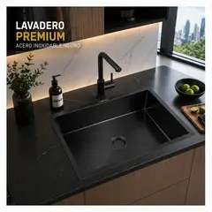 MAGIC - LAVADERO PREMIUM PESADO DE COCINA 50x40 Negro - Acero Inoxidable