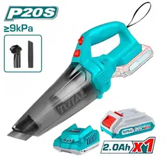 TOTAL TOOLS - Aspiradora Inalámbrica TOTAL 20V para Auto y Hogar con Batería 2.0Ah y Cargador